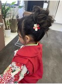 七五三ヘアセット　ふわふわお団子ヘア