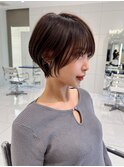大人ショートボブ丸みショートカットマッシュショート前髪あり