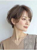 白髪ぼかし脱白髪染め似合わせショートボブ40代50代60代♪