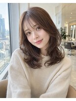 フレイムス ヘアアンドリラックス 大宮東口店(Frames)&nbsp;ミディアムレイヤー20代30代40代前髪あり前髪なし面長丸顔大宮
