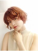 オレンジカラーマッシュショート