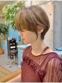 【Lond fleur林】前髪長め大人美人ショートベージュ