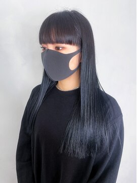 アイティーバイアルバム 下北沢店(IT by ALBUM) ブルーブラックワイドバング_アースカラーくびれヘア_ba367271