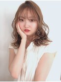 ベビーピンク/ホワイトピンク/オンブレ/ヨシンモリ/ウェーブ巻き