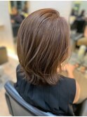 柔らかミディアム/ハイライトカラー/鎖骨ミディアム/30代40代