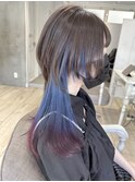 ○人気のクラゲウルフ×デザインカラー○斜めバング