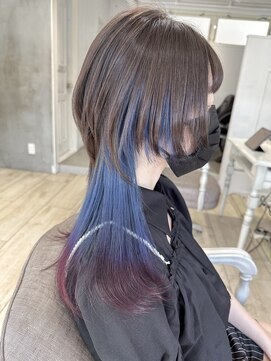 ○人気のクラゲウルフ×デザインカラー○斜めバング　