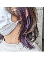 ヘアメイク アージュ 大野城 下大利店(HAIR MAKE age) グレージュ×インナーパープル　20代30代40代