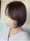 ショートヘアー ブラウンカラー 前髪カット 顔まわり 韓国風