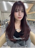 ワインレッドレイヤーカットグレージュ渋谷ハッシュカット