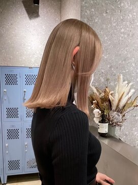 リムレスバイサンク 万代 新潟駅(LIMLESS by cinq) ミルクティーベージュカラーケアブリーチカラーピンクベージュ