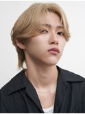 韓国風メンズミルクティーベージュブラウンカラーグレージュヘア