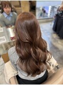 原宿ヘーゼルベージュレイヤーカットインナーカラーワイドバング