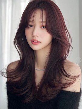 キャパ セントラル 天神 大名店(CAPA central) カシスレッド 韓国ヘア 顔周りカット レイヤーカット