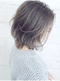 切りっぱなしボブジェンダーレスアシメショートブルージュ