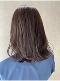 小顔セミウェットウェーブピンクベージュハイライトカラー