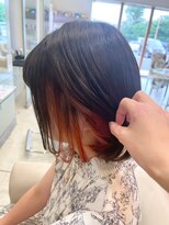 カイム ヘアー(Keim hair) インナーカラー×オレンジ/イヤリングカラー/セミディ/20代30代