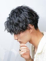 無造作パーマ波巻きスパイラルパーマツーブロックコンマヘア