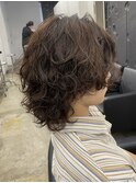 □ニュアンスパーマ波巻きパーマ#センターパート#ダークアッシュ