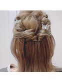 ヘアアレンジくるりんぱアップスタイル