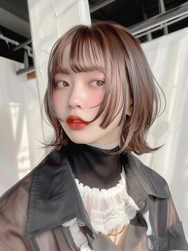 レヴ 草加店(LEV.) 外ハネボブワイドバング美髪ブルーブラック