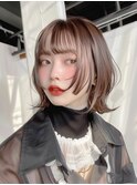 外ハネボブワイドバング美髪ブルーブラック
