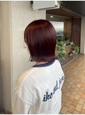 イルミナカラー/切りっぱなしボブ/ブラウンレッド