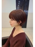 【小田急相模原】丸みショートボブ×カシスレッド