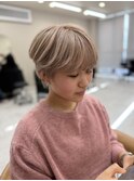ミルクティー ブリーチ ハイトーン ショート 三宮