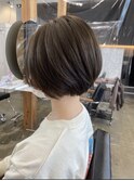 丸みショートボブ×モカブラウン