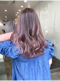 バレイヤージュ ピンクパープルブラウン