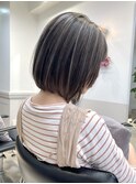 20代30代ボブ/コントラストハイライト/グレージュ/銀座