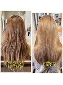 ブリーチ履歴３回の髪も美髪に戻します。