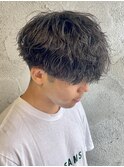 メンズマッシュ緩め波巻きツイストスパイラルパーマ群馬高崎眉毛