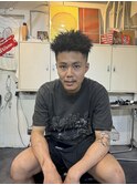ハイライトマッシュパーマウルフアッシュブラック