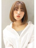 【ROSE】細めハイライト＿レイヤーカット＿くすみベージュ＿ボブ