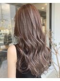 大人可愛い艶髪カラーくすみベージュくびれウルフロングレイヤー