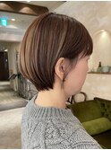 くびれショート白髪ぼかしハイライトメッシュ小顔ヘア銀座有楽町
