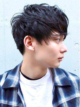 ソト 銀座(soto.) ブルーブラック/フェザーパーマ/刈り上げセンターパート［銀座］