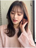 斜めバングアプリコットオレンジレイヤーカットサイドバング