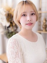 カバーヘア ブリス 大宮西口(COVER HAIR bliss)&nbsp;カーテンバング金髪ひし形レイヤーショートc7大宮10代20代30代