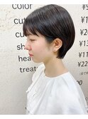 札幌ショート 大人かわいい黒髪耳かけマッシュショート
