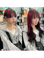 あるじゃんすー 池袋店 レッド×ブラック×パープル#エクステ#デザインカラー#池袋