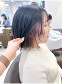 ボブルフインナーカラーブルーグレー×シアーベージュ【横浜】k
