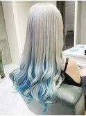 ホワイトブロンド透明感カラー ブルーカラー水色