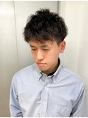 ツーブロックショート×束感アップバング