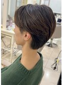 センターパート×フェザーパーマ
