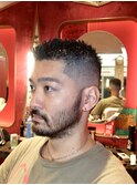 メンズカットフェザーアップバーバースタイル