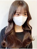 韓国前髪顔周り×チェリーブラウンフェミニン【新宿/髪質改善】