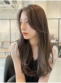 ミルクティーアッシュハイトーン透明感グレージュ極細ハイライト